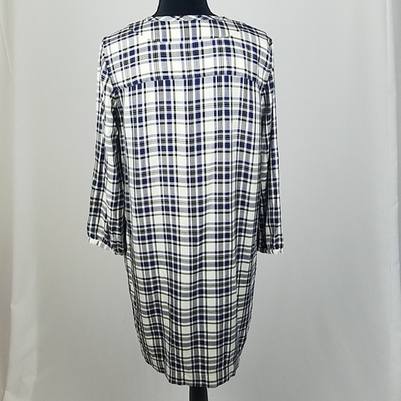 Madewell women S plaid Artiste tunic dress Lagenlook Relax Vacation - Picture 6 of 7